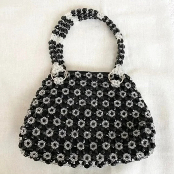 Vintage Y2K Black & Clear Beaded Purse - Picture 2 of 10